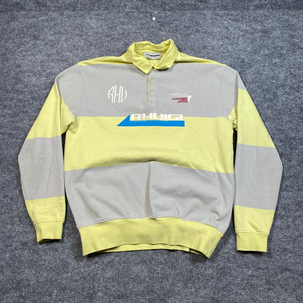 Zara x Rhuigi Yellow Grey Colorblock Polo Sweatshirt Mens Size S-M
